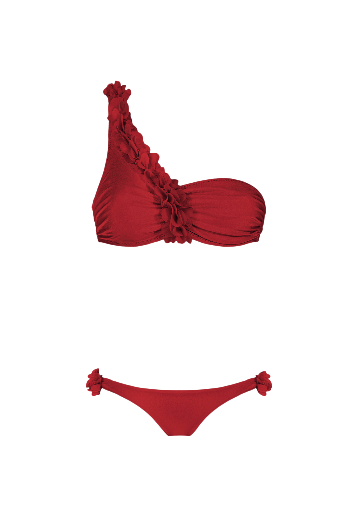 Rasha One Shoulder Red Flower