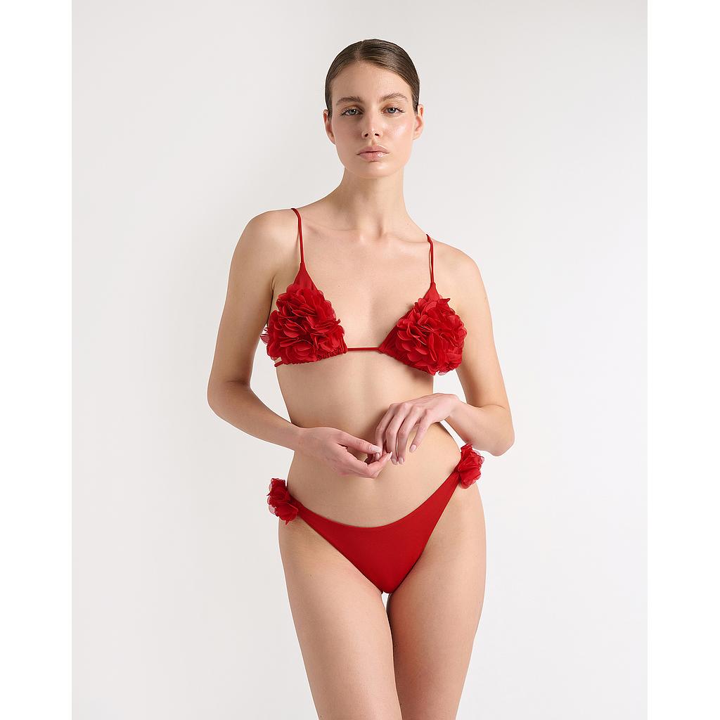 タンキニ La Reveche Floral-Accented Red Swimsuit With Scoop Neckline La Reveche Floral-Accented Red Swimsuit With Scoop Neckline